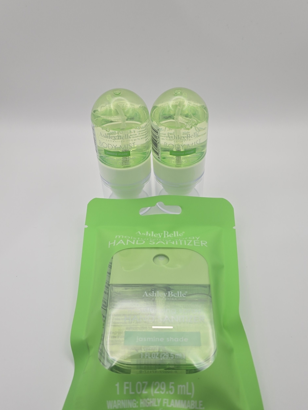 Jasmine Shade Hand Sanitizer & 2 Body Mist Set - Green